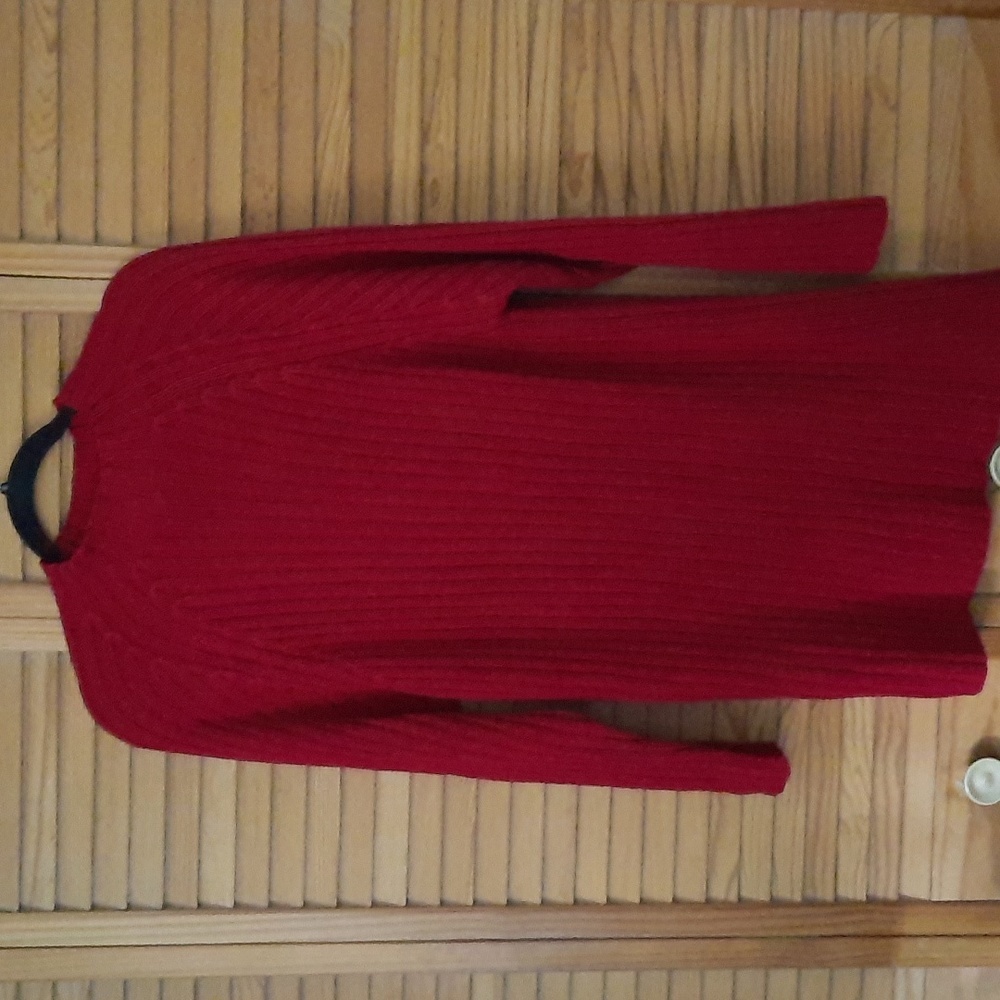 Roaman's Dark Red Long Sleeve Mock Turtleneck Rib Knit Cable Sweater Size Large